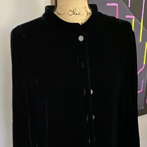 Women's XL Black Velvet Jacket, Blouse, Long Sleeve Tunic. J Jill Luxury